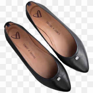 Black Leather Pointed Flats - Black Flats Png, Transparent Png