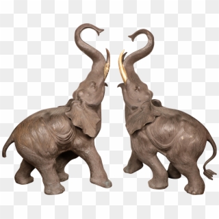Svg Transparent Stock S Bronze Statues A Pair Chairish - Indian Elephant, HD Png Download