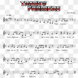 Transformers G1 80's Cartoon Theme Song - Sheet Music, HD Png Download