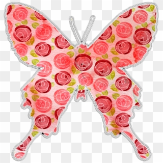 Ftestickers Art Watercolors Butterfly Floral Roses - Butterfly, HD Png Download