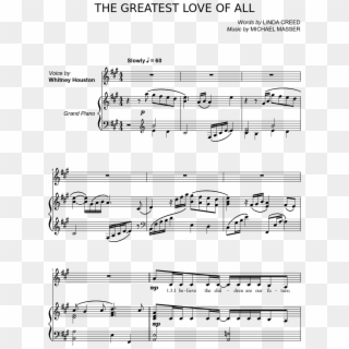 The Greatest Love Of All Sheet Music Composed By Words - Greatest Love Of All Score, HD Png Download