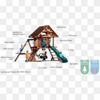 Two Ring Deluxe Backyard Swing Set - Playground Slide, HD Png Download