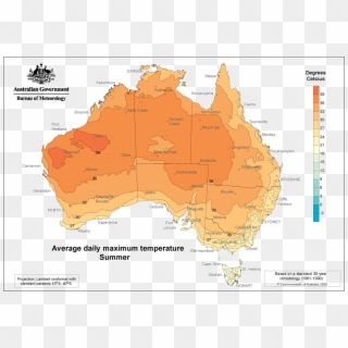 Average Maximum Temperatures Via Bom For Summer - Australian Government, HD Png Download