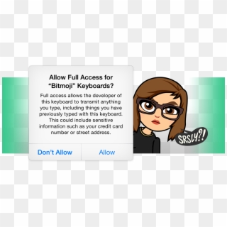 Why Do I Need To Allow Full Access To Use Bitmoji Keyboard - Cartoon, HD Png Download