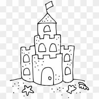 Picture Transparent Library Sand Castle Coloring Page - Sandcastle Clipart Black And White, HD Png Download