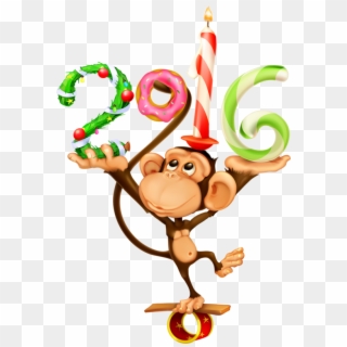 2016 Natal E Ano Novo, Festa, Macaco Em Cartum, Arte - Merry Christmas Tree Png, Transparent Png