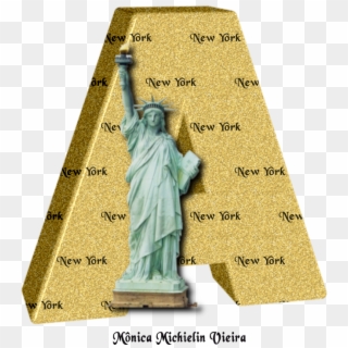 Alfabeto Dourado Com Estátua Da Liberdade Png - Statue Of Liberty, Transparent Png