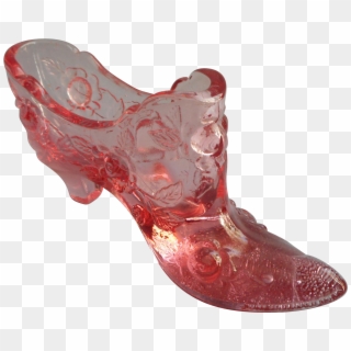 Fenton Pink Cabbage Rose Shoe Vintage Glass From Mercymaude - Cowboy Boot, HD Png Download