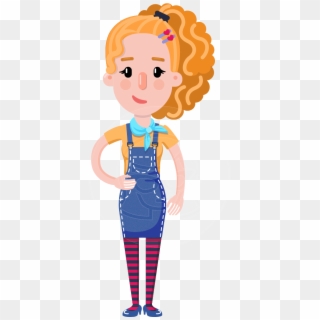 Cute Blonde Girl In Flat Style Cartoon Character - Cartoon, HD Png Download