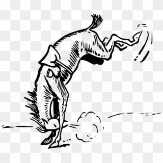 Falling Hat Horse Kicking Man Png Image - Horse Kicking Person Drawing, Transparent Png