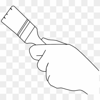 Flat Paintbrush In Hand - Line Art, HD Png Download