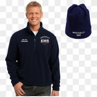 Ems Embroidered Jacket & Beanie Combo, Embroidery, - Men's Fleece 1 4 Zip Pullover, HD Png Download