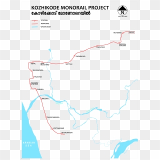 Kozhikode Monorail - Map, HD Png Download