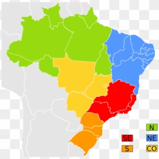 Brazil Reallylabelled Map - Regions Of Brazil, HD Png Download