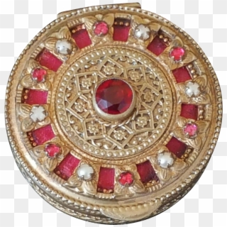 Antique French Red Jeweled Compact W/ Beveled Mirror - Ruby, HD Png Download