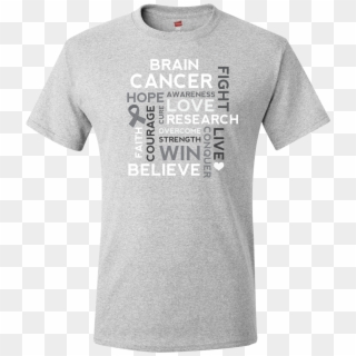 Brain Cancer Word Cloud T-shirt Ash Grey $19 - Active Shirt, HD Png Download