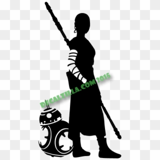 5 Star Wars Rey And Bb8 Decal Sticker - Rey Star Wars Silhouette, HD Png Download
