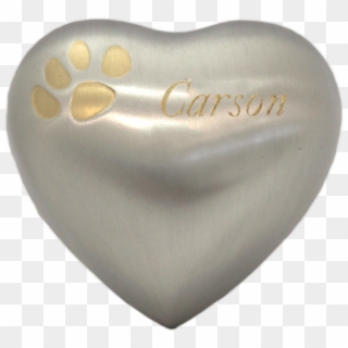 Pewter Keepsake Heart Urn Has A Gold Paw Print In Upper - Heart, HD Png Download