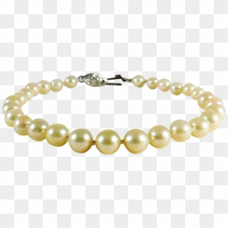 Dazzling 14k White Gold And Lustrous White Pearl Bracelet, HD Png Download