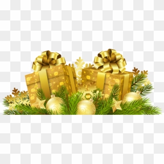 Png Xmas Gifts - Gold Christmas Gift Png, Transparent Png