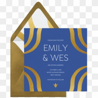 Luxe Gold Swirls Save The Date In Blue - Banner, HD Png Download