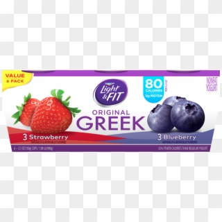Light & Fit Nonfat Greek Strawberry & Blueberry Yogurt,, HD Png Download