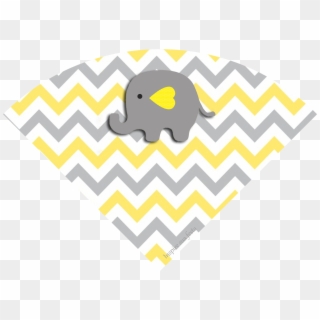 Baby Elephant In Grey And Yellow Chevron Free Printable - Decoracion Baby Shower Niño Elefantes Gris Amarillos, HD Png Download