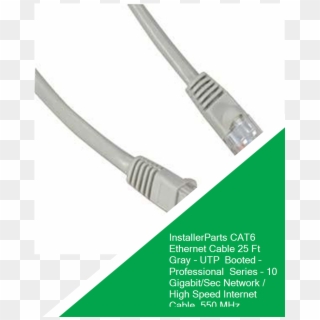 Installerparts Cat6 Ethernet Cable 25 Ft Gray Utp Booted - Usb Cable, HD Png Download