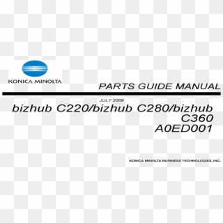 Konica Minolta Bizhub C220 Parts Manual - Konica Minolta, HD Png Download