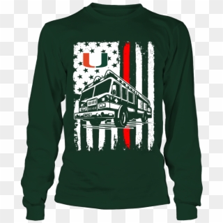 Miami Hurricanes - Firefighter - Flag Shirt - Firefighter - Basketball Ugly Christmas Sweater, HD Png Download