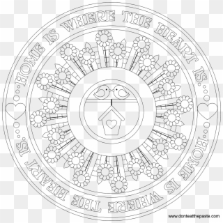 Home Is Where The Heart Is Mandala To Color In Jpg - Circle, HD Png Download