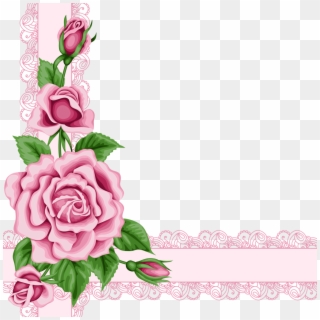 Vintage Flower Card With Colorful Roses - Flower Border Png Clipart, Transparent Png