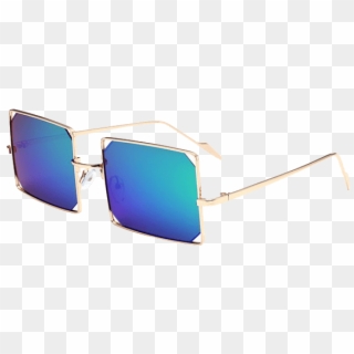 Metal Hollow Out Mirrored Lens Rectangle Sunglasses - Parallel, HD Png Download