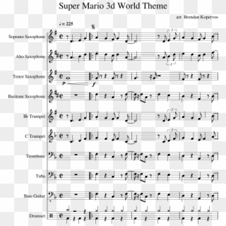 Super Mario 3d World Theme Sheet Music Composed By - Star Spangled Banner Flute Marching Band, HD Png Download