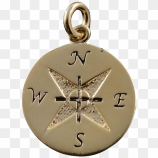 14k Compass Pirate Island North South East West Charm/pendant - Locket, HD Png Download