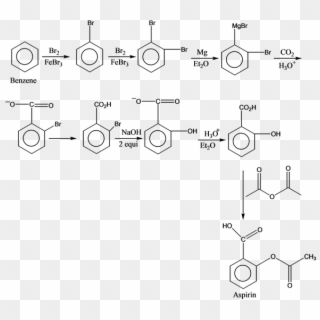 Organic Chemistry - Synthesis Of Aspirin Starting At Benzene, HD Png Download