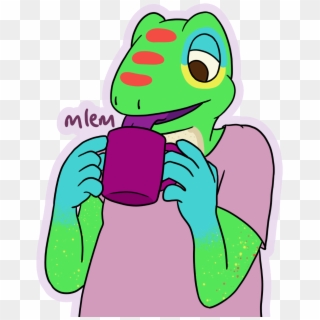 Niss Drinking Some Tea Out Of A Purple Mug By Licking - Cartoon, HD Png Download