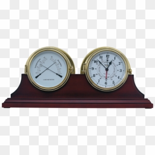 Brass Tide Clock And Brass Thermometer Hygrometer On - Wall Clock, HD Png Download