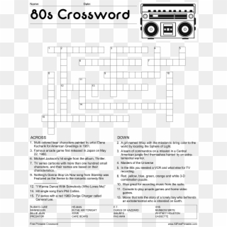 80's Crossword Puzzle - Crossword Puzzle Free Printable, HD Png Download