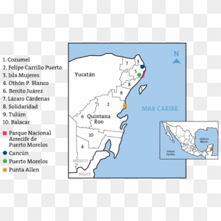 Mapa Del Estado De Quintana Roo Señalando Los Municipios - Municipios De Quintana Roo 2018, HD Png Download