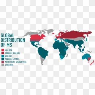 World Distribution Of Multiple Sclerosis - Do Blizzards Occur World Map, HD Png Download