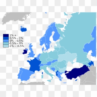 Population Growth Europe Map, HD Png Download