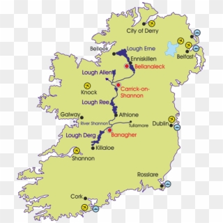 Map Of Ireland - River Shannon On A Map, HD Png Download