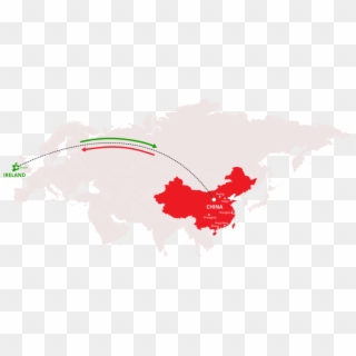 China Map - Ireland And China On Map, HD Png Download