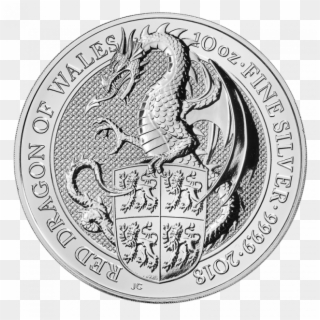 10 Oz Queen's Beasts Dragon Silver Coin Front - Queen Beasts Dragon, HD Png Download