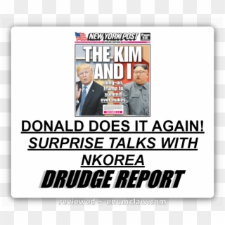 Trump Kim Jong Un Meeting - Drudge Report, HD Png Download