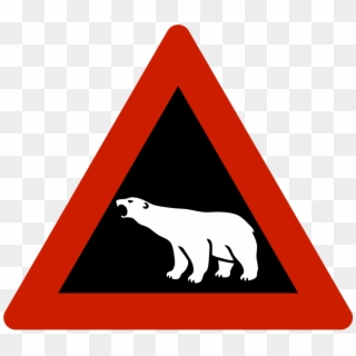 Norwegian Road Sign Polar Bear - Polar Bear Warning Sign, HD Png Download
