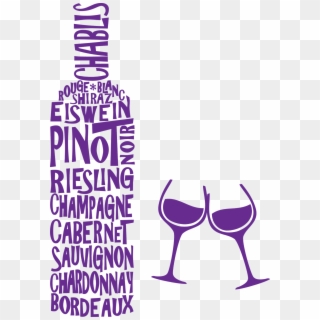 Wine Bottle Text Art And Wine Glasses ~ Cricutdiva - Purple Wine Glass Clip Art, HD Png Download