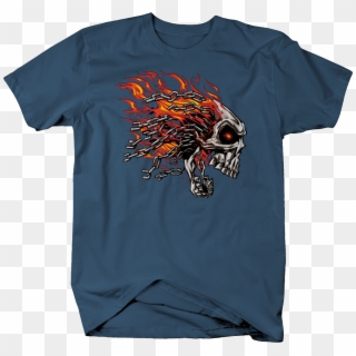 Flaming Skeleton Head Red Eyes Chain Link Hair Screaming - Captain Marvel Endgame Shirt, HD Png Download