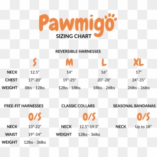 Pawmigo Sizing Chart - Orange, HD Png Download